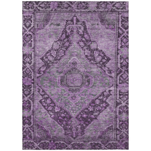 HomeRoots 5' X 8' Eggplant & Lavender Medallion Rug - Durable, Washable Area Rug for Indoor/Outdoor Spaces 620150
