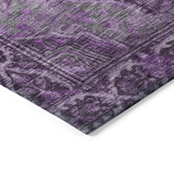 HomeRoots 8' Eggplant & Lavender Round Medallion Rug - Durable, Machine Washable, Perfect for Indoor/Outdoor Use! 620151