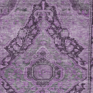 HomeRoots 8' X 10' Stylish Eggplant and Lavender Medallion Area Rug - Washable, Durable for Indoor/Outdoor Use 620152