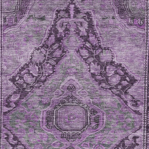 HomeRoots 9' X 12' Eggplant and Lavender Medallion Rug – Stylish, Washable, Durable for Indoor & Outdoor Spaces 620153