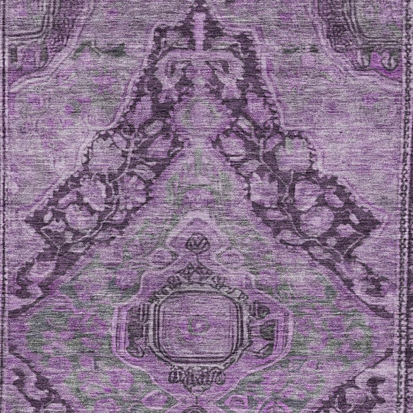 HomeRoots 9' X 12' Eggplant and Lavender Medallion Rug – Stylish, Washable, Durable for Indoor & Outdoor Spaces 620153