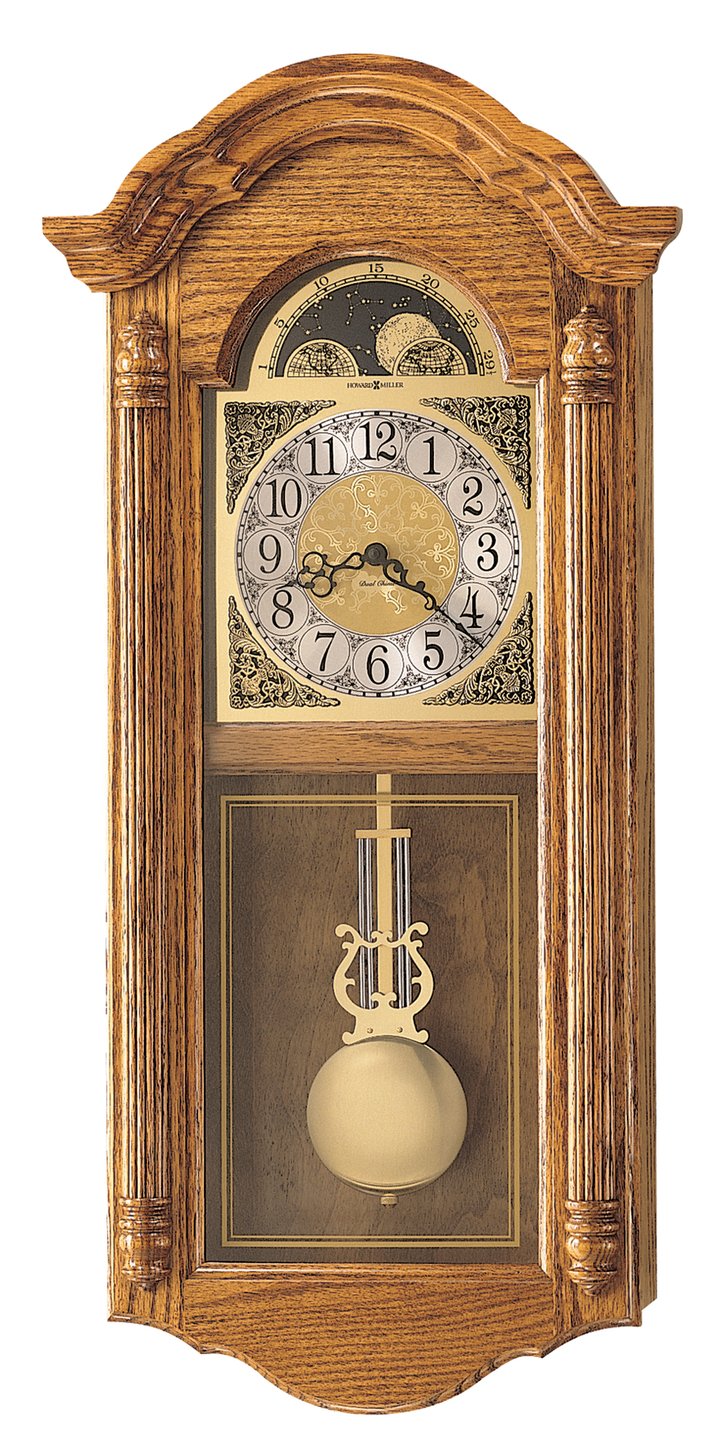 Hekman Furniture 620156 Fenton Wall Clock - Timeless Golden Oak Chiming Clock With Pendulum For Elegant Interiors Golden Oak Fenton Wall Clock 620156