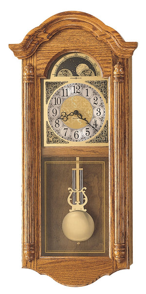Hekman Furniture 620156 Fenton Wall Clock - Timeless Golden Oak Chiming Clock With Pendulum For Elegant Interiors Golden Oak Fenton Wall Clock 620156