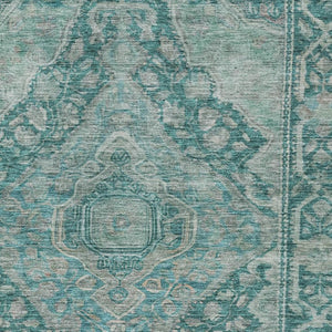HomeRoots 8' X 10' Teal Blue & Aqua Medallion Area Rug - Stylish, Washable, Indoor/Outdoor for Every Space! 620176
