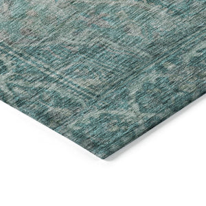 HomeRoots 9' X 12' Stylish Teal Blue & Aqua Medallion Area Rug – Washable, Durable for Indoor & Outdoor Use! 620177