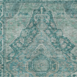 HomeRoots 9' X 12' Stylish Teal Blue & Aqua Medallion Area Rug – Washable, Durable for Indoor & Outdoor Use! 620177