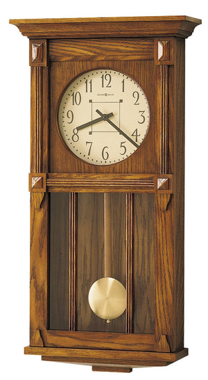 Hekman Furniture 620185 Ashbee Ii Wall Clock – Elegant Heritage Oak Chiming Clock With Quartz Movement & Pendulum Heritage Oak Ashbee Ii Wall Clock 620185