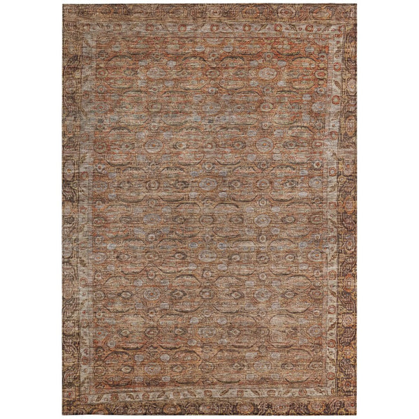 HomeRoots 5' Indoor Outdoor Copper and Peach Floral Washable Area Rug - Durable, Stylish, Versatile Decor Solution 620186