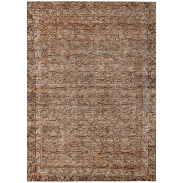 HomeRoots 5' Indoor Outdoor Copper and Peach Floral Washable Area Rug - Durable, Stylish, Versatile Decor Solution 620186