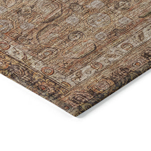 HomeRoots 8' Copper and Peach Round Floral Area Rug – Washable, Durable, Ideal for Indoor & Outdoor Spaces! 620187