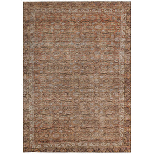 HomeRoots 8' X 10' Copper and Peach Floral Indoor-Outdoor Area Rug - Durable, Washable, Stain Resistant Design 620188