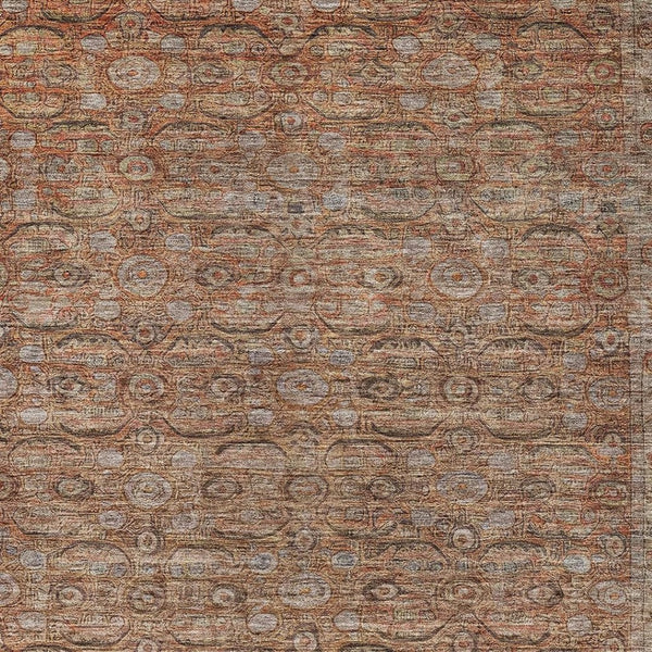 HomeRoots 10' X 14' Copper and Peach Floral Indoor-Outdoor Rug – Durable, Washable, Stylish for High-Traffic Areas 620190