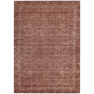 HomeRoots 5' Terra Cotta and Rust Floral Washable Area Rug - Durable, Stylish, Indoor/Outdoor Accent Piece 620198
