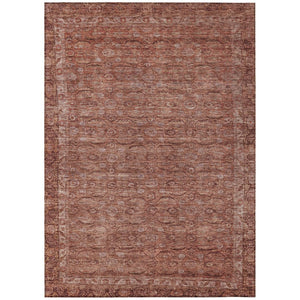 HomeRoots 5' Terra Cotta and Rust Floral Washable Area Rug - Durable, Stylish, Indoor/Outdoor Accent Piece 620198