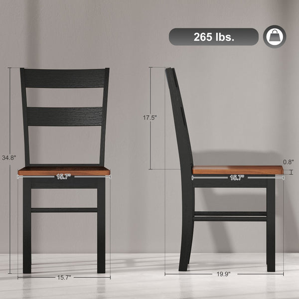 English Elm Wood Windsor Spindle Back Dining Chair Set of Four Solid Rubberwood Farmhouse Matte Black T3971P429713