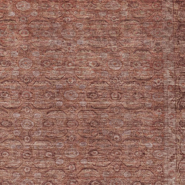 HomeRoots 8' X 10' Terra Cotta Floral Area Rug - Washable, Durable, Indoor/Outdoor, Perfect for High-Traffic Areas 620200