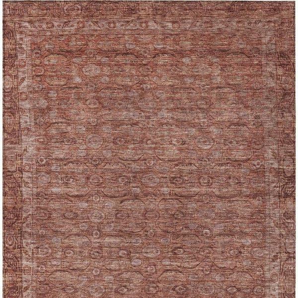 HomeRoots 9' X 12' Terra Cotta & Rust Floral Washable Rug - Elegant Indoor/Outdoor Design for High-Traffic Areas 620201