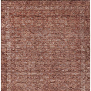 HomeRoots 10' X 14' Terra Cotta Floral Area Rug – Durable, Washable Design for Indoor & Outdoor Elegance 620202