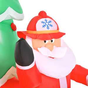 English Elm Inflatable Santa Fire Truck Yard Display with Led Lit Tree 7.5 Foot Holiday Decor T3971P414209
