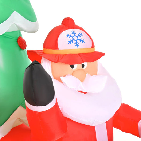 English Elm Inflatable Santa Fire Truck Yard Display with Led Lit Tree 7.5 Foot Holiday Decor T3971P414209