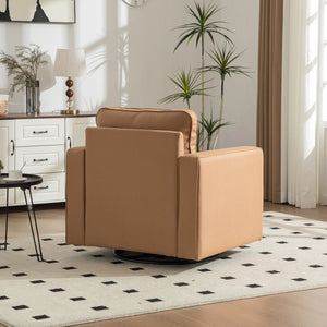 English Elm 33.6''w Swivel Club Chair Tech Cloth Upholstery Hidden Storage Square Accent Seat Amber W3098S00048