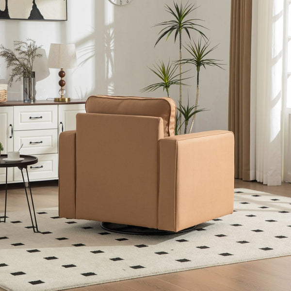 English Elm 33.6''w Swivel Club Chair Tech Cloth Upholstery Hidden Storage Square Accent Seat Amber W3098S00048