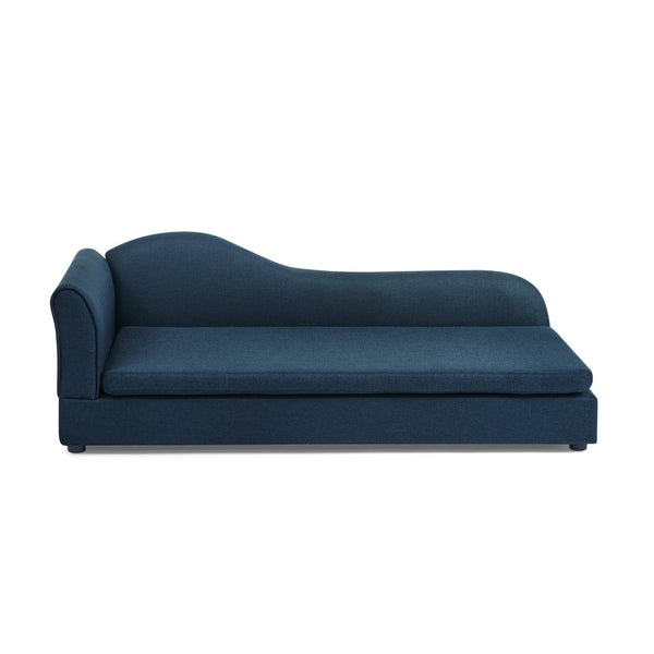 English Elm Oversized Pet Sofa with Wave Backrest Rubberwood Frame Linen Upholstery for Large Dogs W487P430332