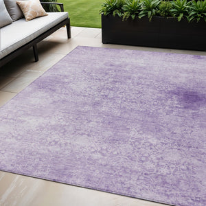 HomeRoots 5' Lilac and Ivory Floral Medallion Area Rug - Washable, Durable for Indoor & Outdoor Spaces, Stylish! 620222