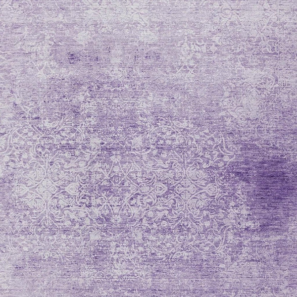 HomeRoots 5' Lilac and Ivory Floral Medallion Area Rug - Washable, Durable for Indoor & Outdoor Spaces, Stylish! 620222