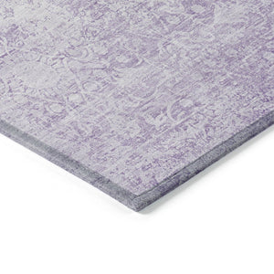 HomeRoots 8' Lilac and Ivory Round Floral Medallion Rug - Washable, Durable, Perfect for Indoor/Outdoor Spaces! 620223