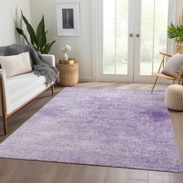 HomeRoots 8' X 10' Lilac Floral Medallion Area Rug - Washable, Durable, Indoor-Outdoor Charm for Any Space 620224