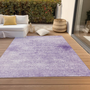 HomeRoots 9' X 12' Elegant Lilac & Ivory Floral Medallion Rug – Washable, Durable for Indoor/Outdoor Use 620225