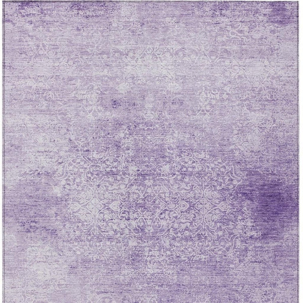 HomeRoots 10' Lilac and Ivory Floral Medallion Area Rug - Durable, Washable, Indoor/Outdoor Design for All Spaces 620226