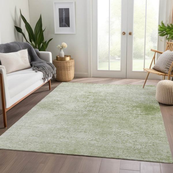 HomeRoots 5' X 8' Sage Floral Medallion Rug - Stylish Indoor/Outdoor Washable Area Rug for High-Traffic Spaces 620228