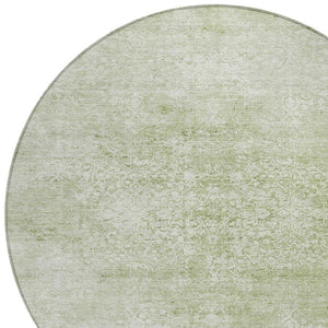 HomeRoots 8' Sage and Ivory Floral Medallion Round Area Rug - Washable, Durable, Stylish for Indoor & Outdoor Use 620229