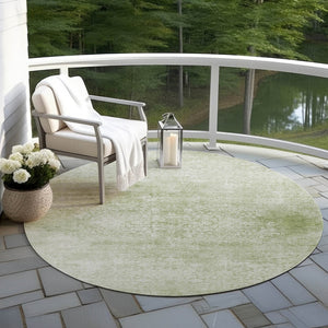 HomeRoots 8' Sage and Ivory Floral Medallion Round Area Rug - Washable, Durable, Stylish for Indoor & Outdoor Use 620229