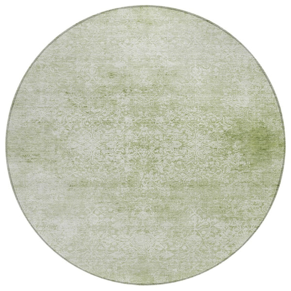 HomeRoots 8' Sage and Ivory Floral Medallion Round Area Rug - Washable, Durable, Stylish for Indoor & Outdoor Use 620229