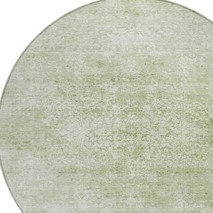 HomeRoots 8' Sage and Ivory Floral Medallion Round Area Rug - Washable, Durable, Stylish for Indoor & Outdoor Use 620229