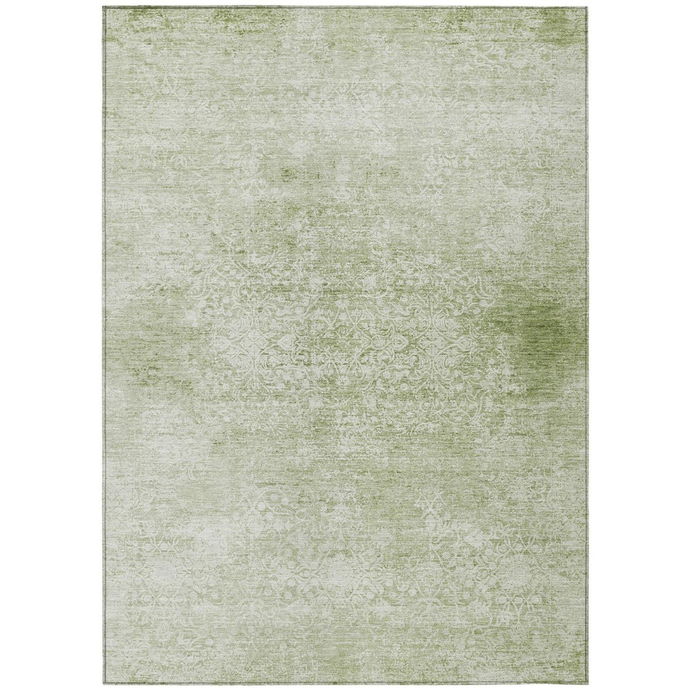 HomeRoots 8' X 10' Sage & Ivory Floral Medallion Rug - Stylish, Washable Indoor/Outdoor Area for Any Space! 620230
