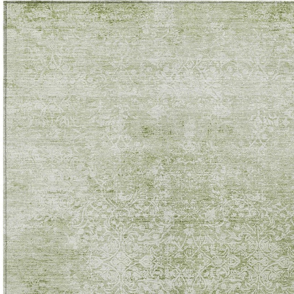HomeRoots 9' X 12' Sage Floral Medallion Rug - Washable Indoor/Outdoor Carpet for High-Traffic Areas & Style 620231
