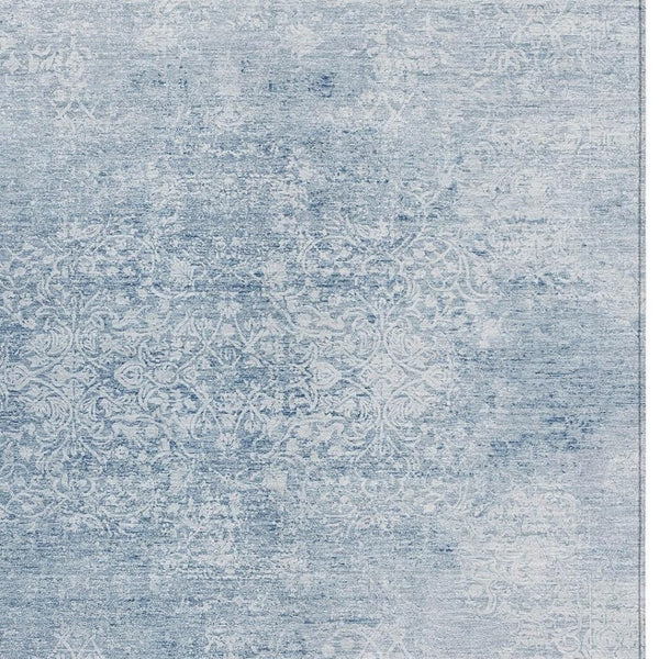 HomeRoots 5' Sky Blue and Ivory Floral Medallion Area Rug - Washable, Durable, Perfect for Indoor & Outdoor Use 620234