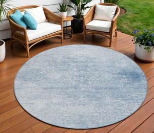 HomeRoots 8' Sky Blue Floral Medallion Area Rug – Washable, Durable, Stylish for Indoor & Outdoor Spaces! 620235