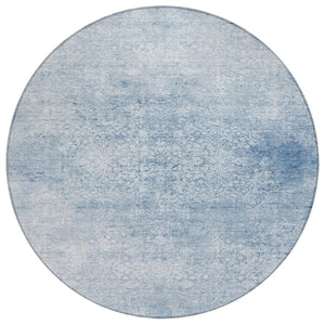 HomeRoots 8' Sky Blue Floral Medallion Area Rug – Washable, Durable, Stylish for Indoor & Outdoor Spaces! 620235
