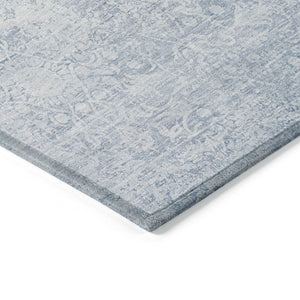HomeRoots 8' Sky Blue Floral Medallion Area Rug – Washable, Durable, Stylish for Indoor & Outdoor Spaces! 620235