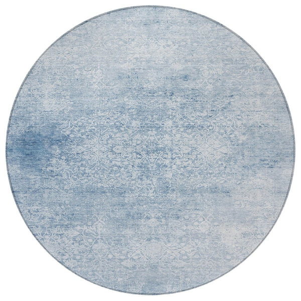 HomeRoots 8' Sky Blue Floral Medallion Area Rug – Washable, Durable, Stylish for Indoor & Outdoor Spaces! 620235