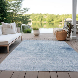 HomeRoots 8' Sky Blue & Ivory Floral Medallion Indoor Outdoor Area Rug - Washable, Durable & Stylish Design! 620236