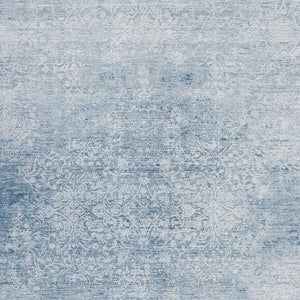 HomeRoots 8' Sky Blue & Ivory Floral Medallion Indoor Outdoor Area Rug - Washable, Durable & Stylish Design! 620236