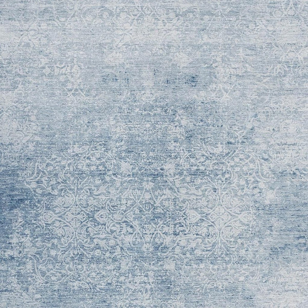 HomeRoots 8' Sky Blue & Ivory Floral Medallion Indoor Outdoor Area Rug - Washable, Durable & Stylish Design! 620236