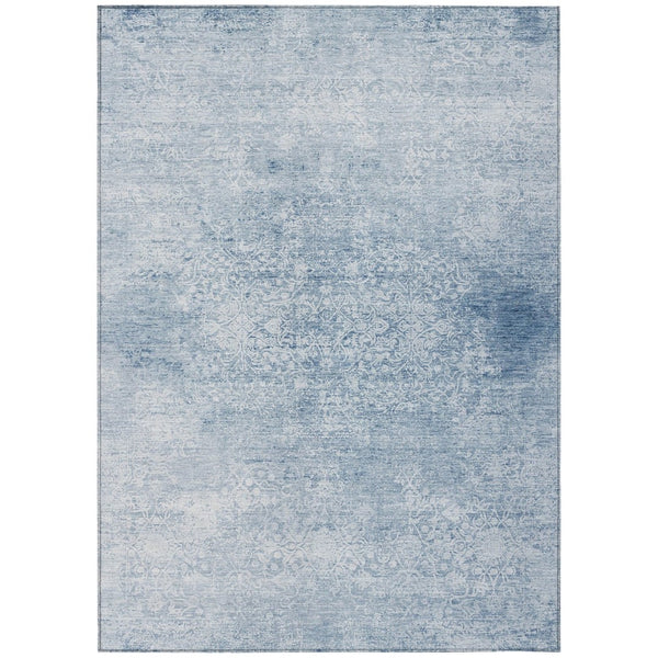 HomeRoots 9' X 12' Sky Blue Floral Medallion Area Rug - Durable, Washable, Indoor/Outdoor, Stylish Home Décor 620237
