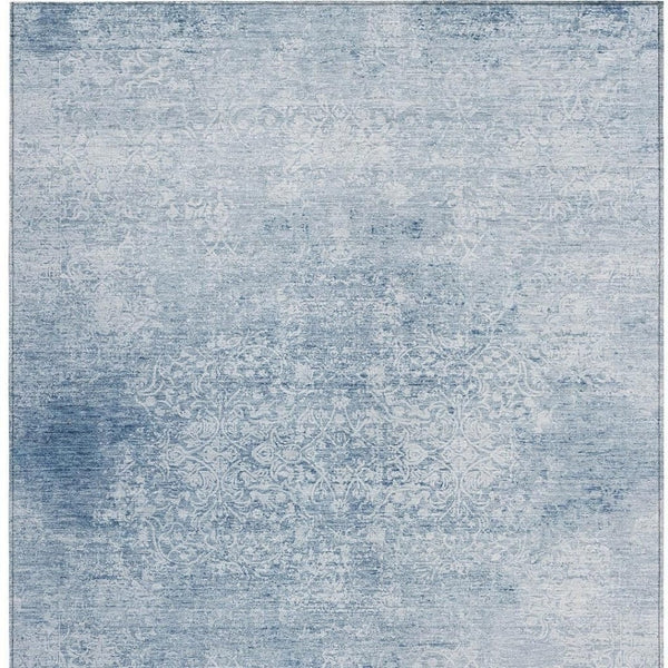 HomeRoots 9' X 12' Sky Blue Floral Medallion Area Rug - Durable, Washable, Indoor/Outdoor, Stylish Home Décor 620237